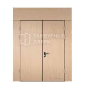 Дверь в тамбур глухая с фрамугой и перегородкой ламинат — скелет ТД-298